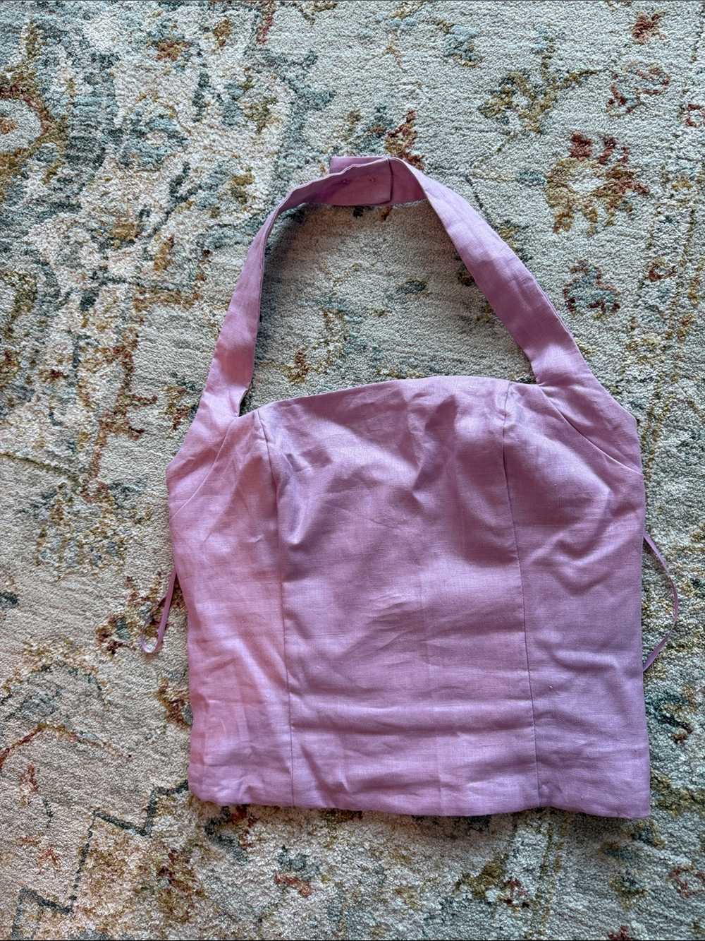 Aritzia Wilfred whisper linen halter top, pink/purple